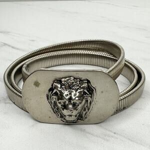 ✨ Anne Klein Accessocraft Vintage Lion Head Silver Coil Stretch Belt 🦁